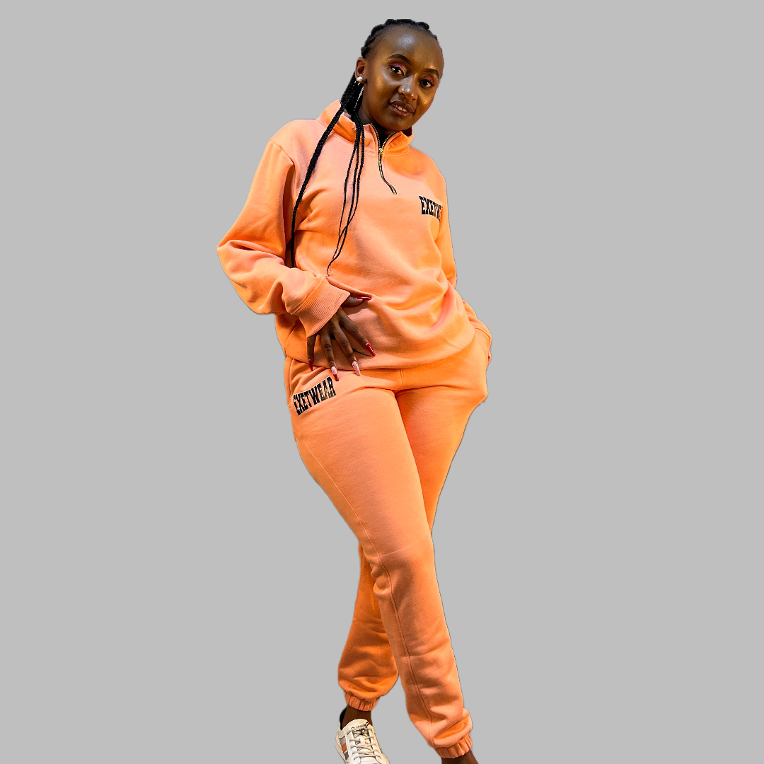 Women Zip-up sweatshirt set (Peach)