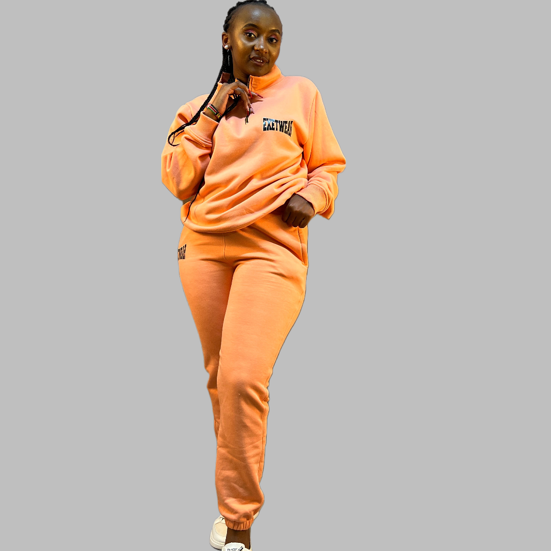 Women Zip-up sweatshirt set (Peach)