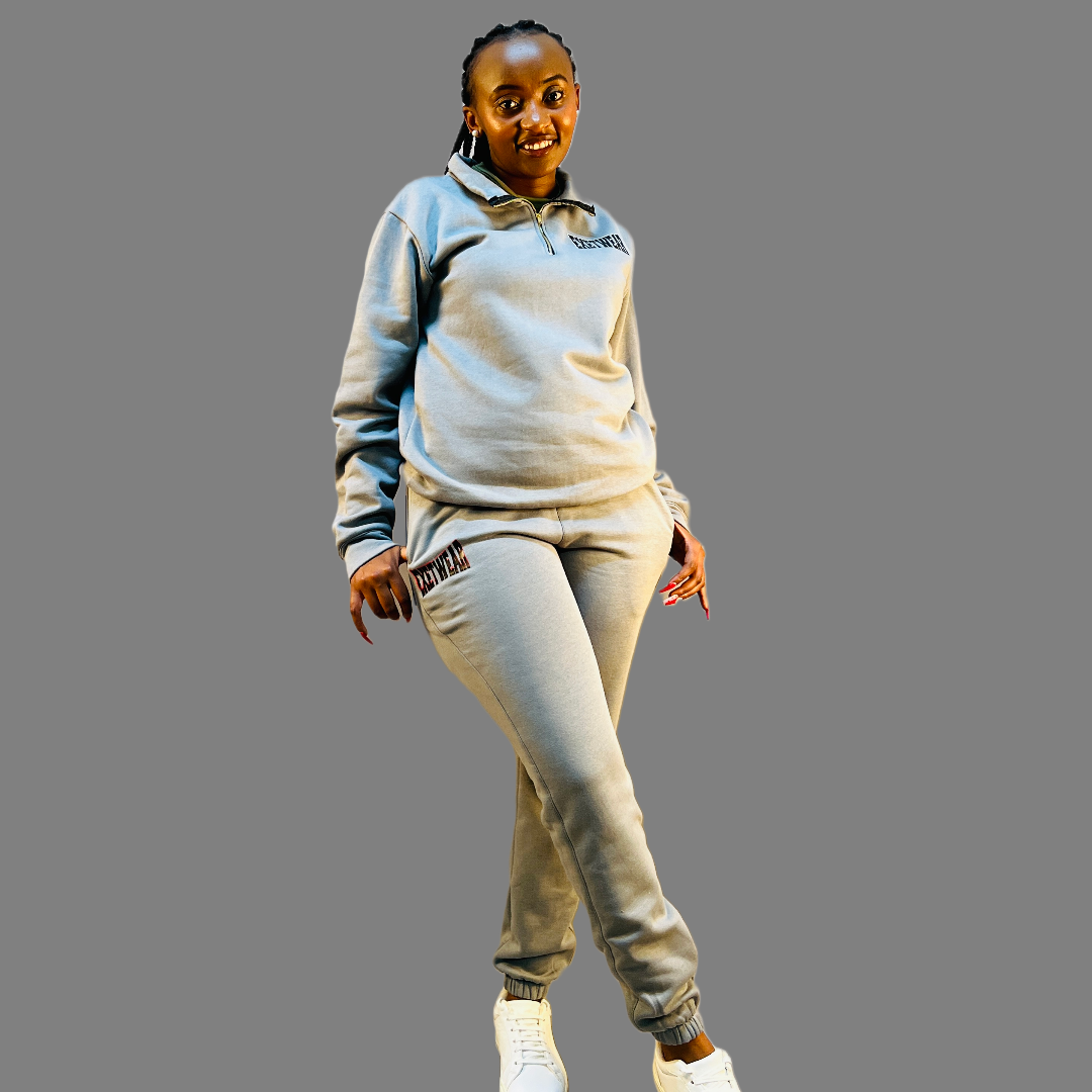 Women Zip-up sweatshirt set (Silver Grey)