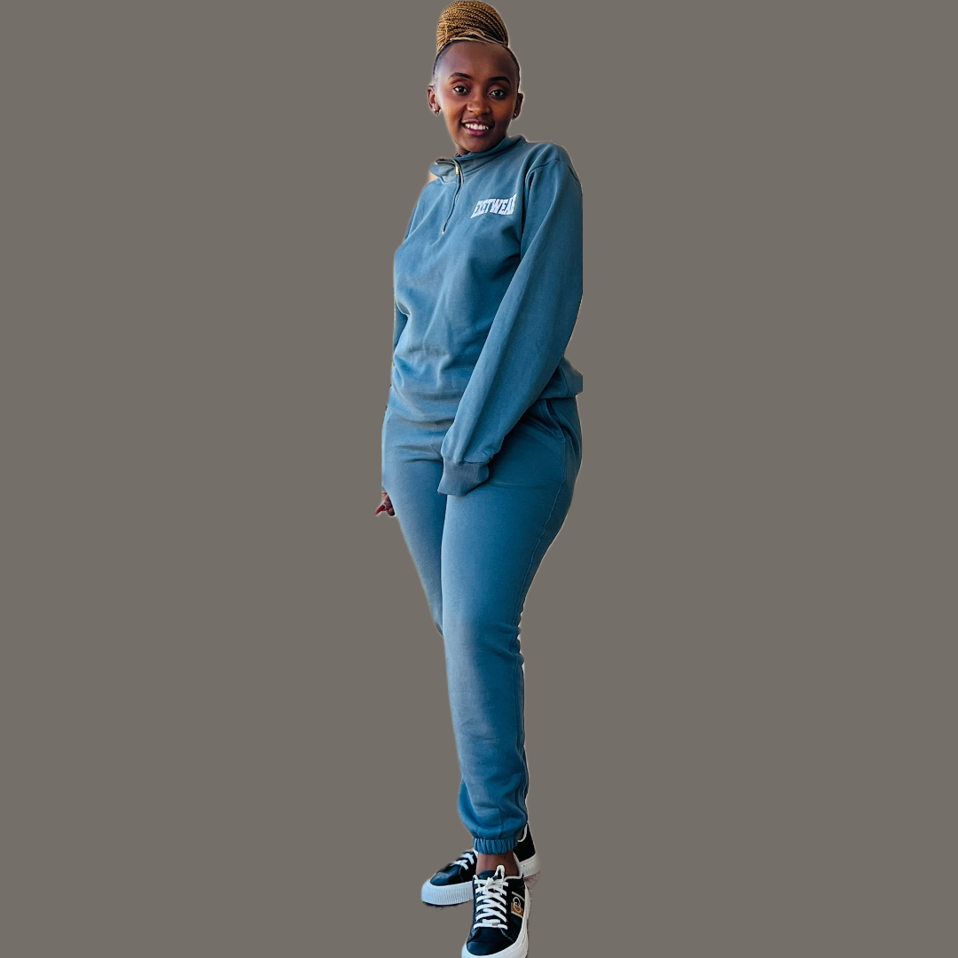 Women Zip-up sweatshirt set (Stone Blue)