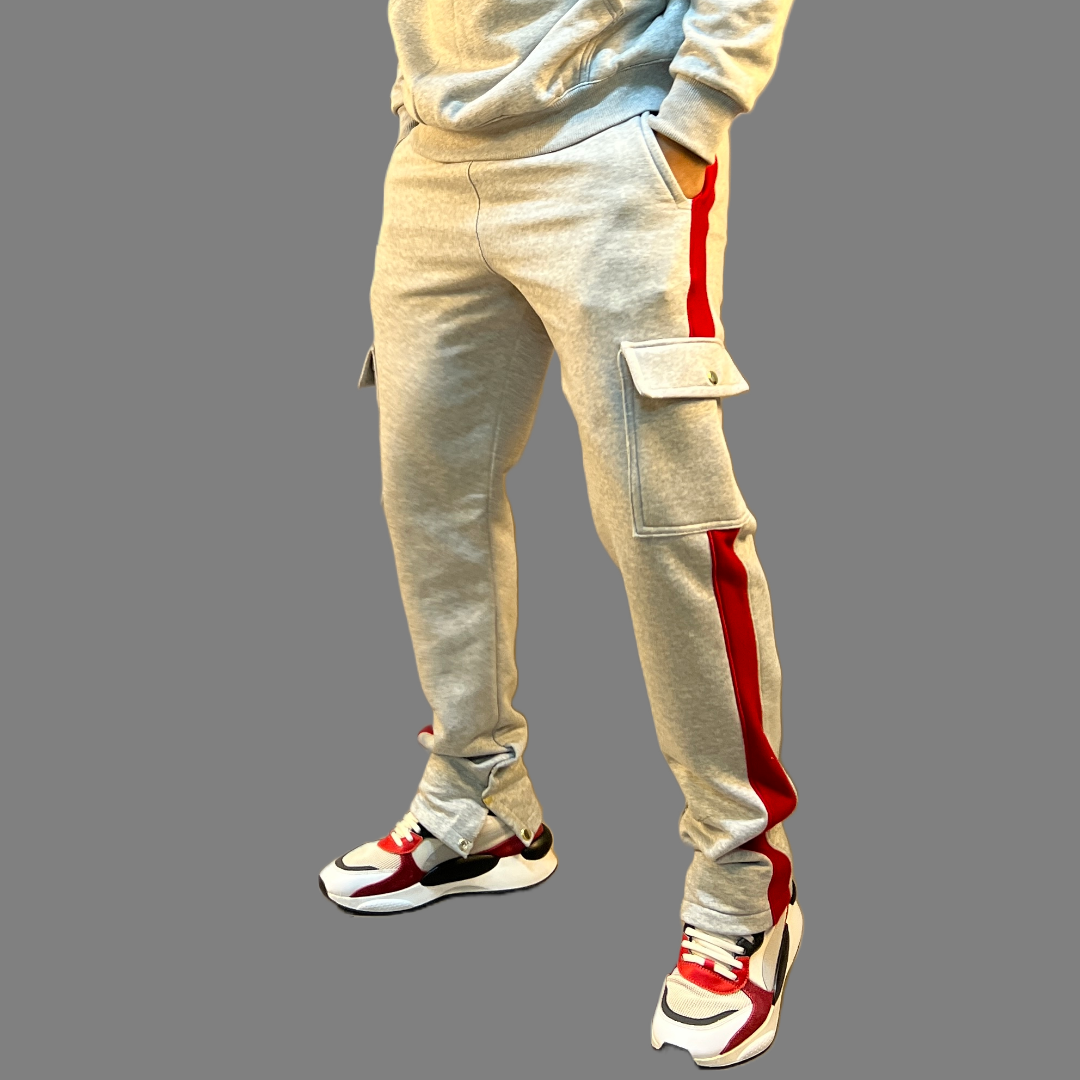 Men Sweatpants (Light Grey/Red)