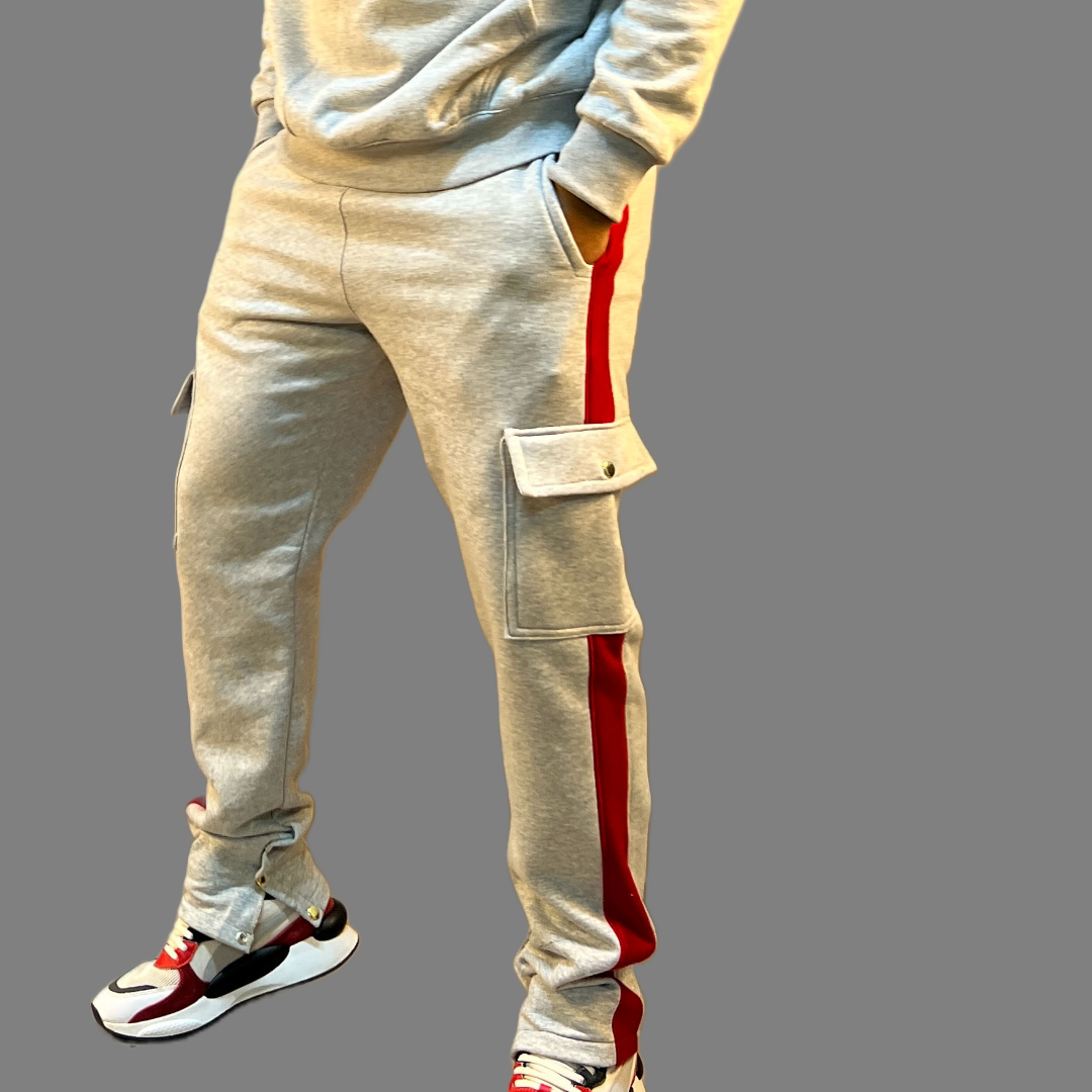 Men Sweatpants (Light Grey/Red)