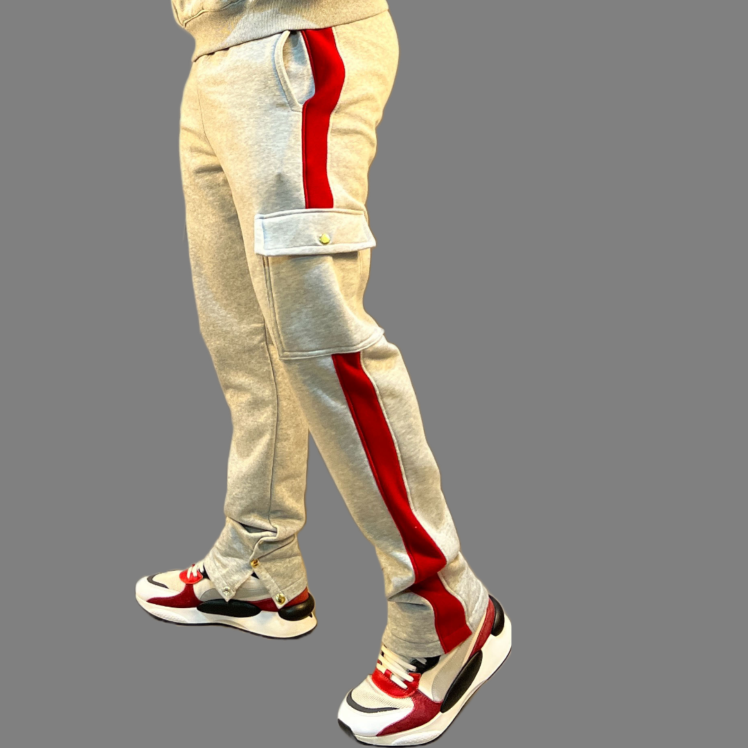 Men Sweatpants (Light Grey/Red)