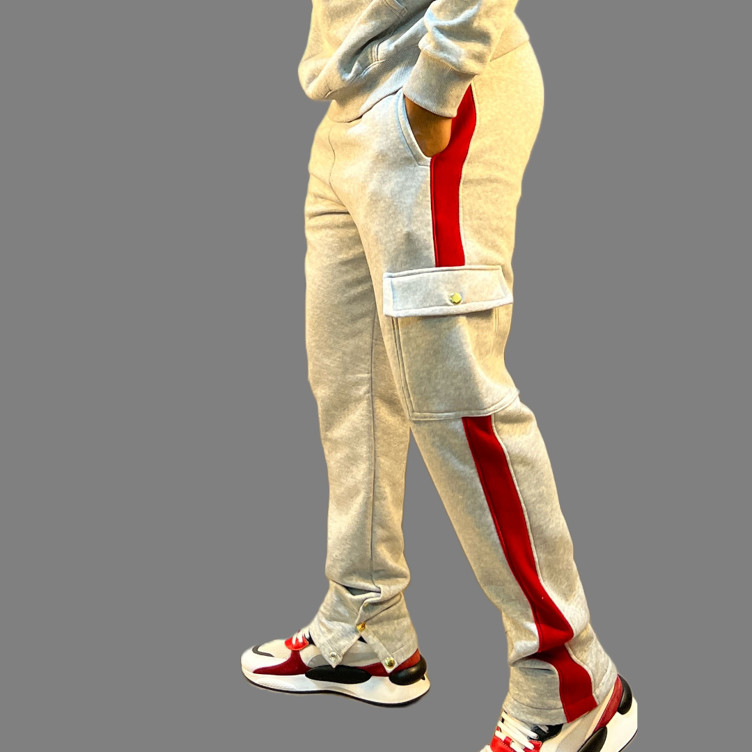 Men Sweatpants (Light Grey/Red)