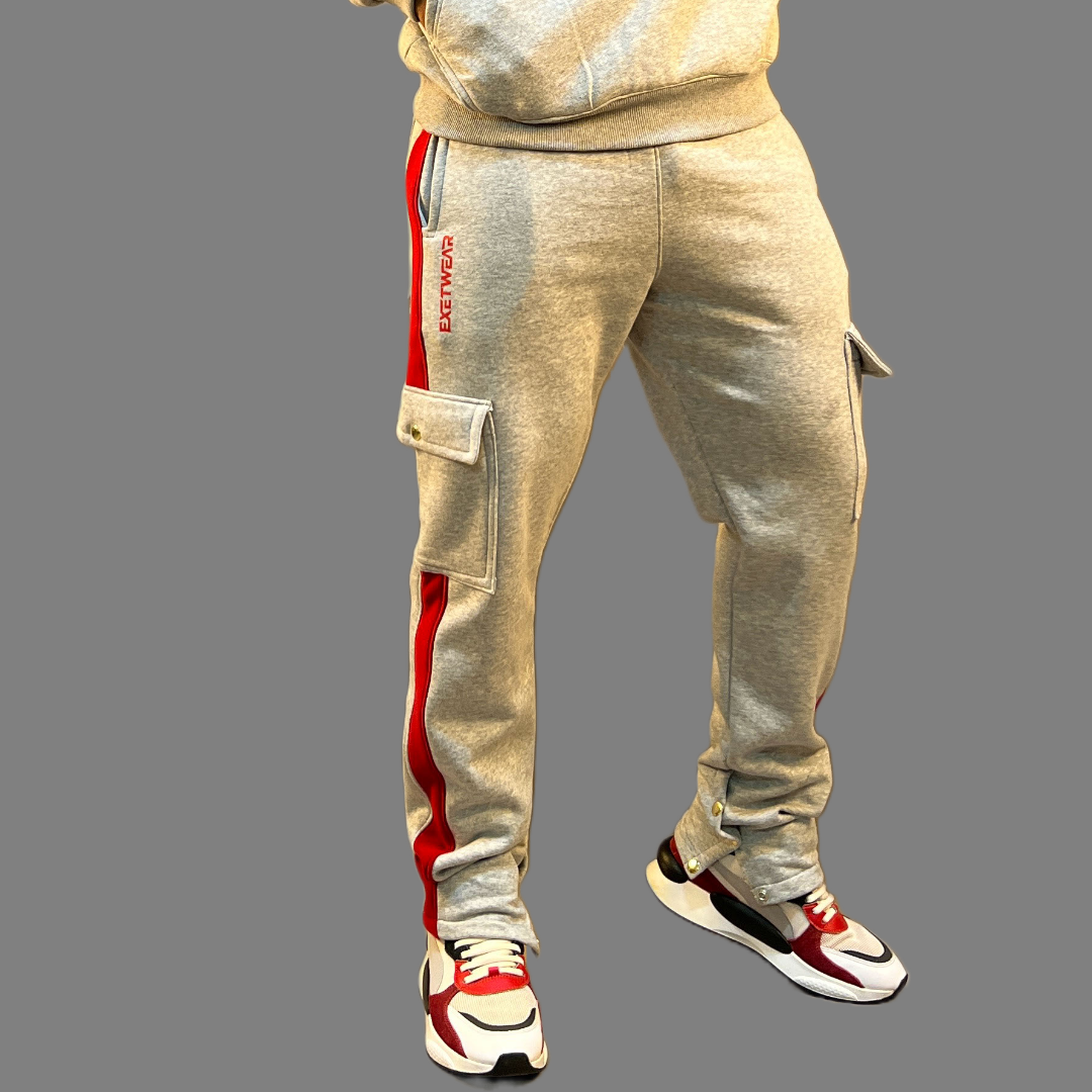 Men Sweatpants (Light Grey/Red)