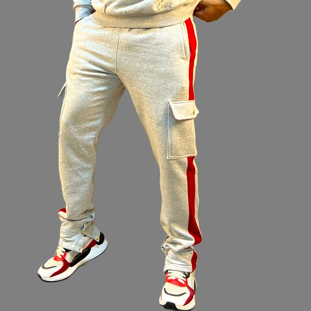 Men Sweatpants (Light Grey/Red)