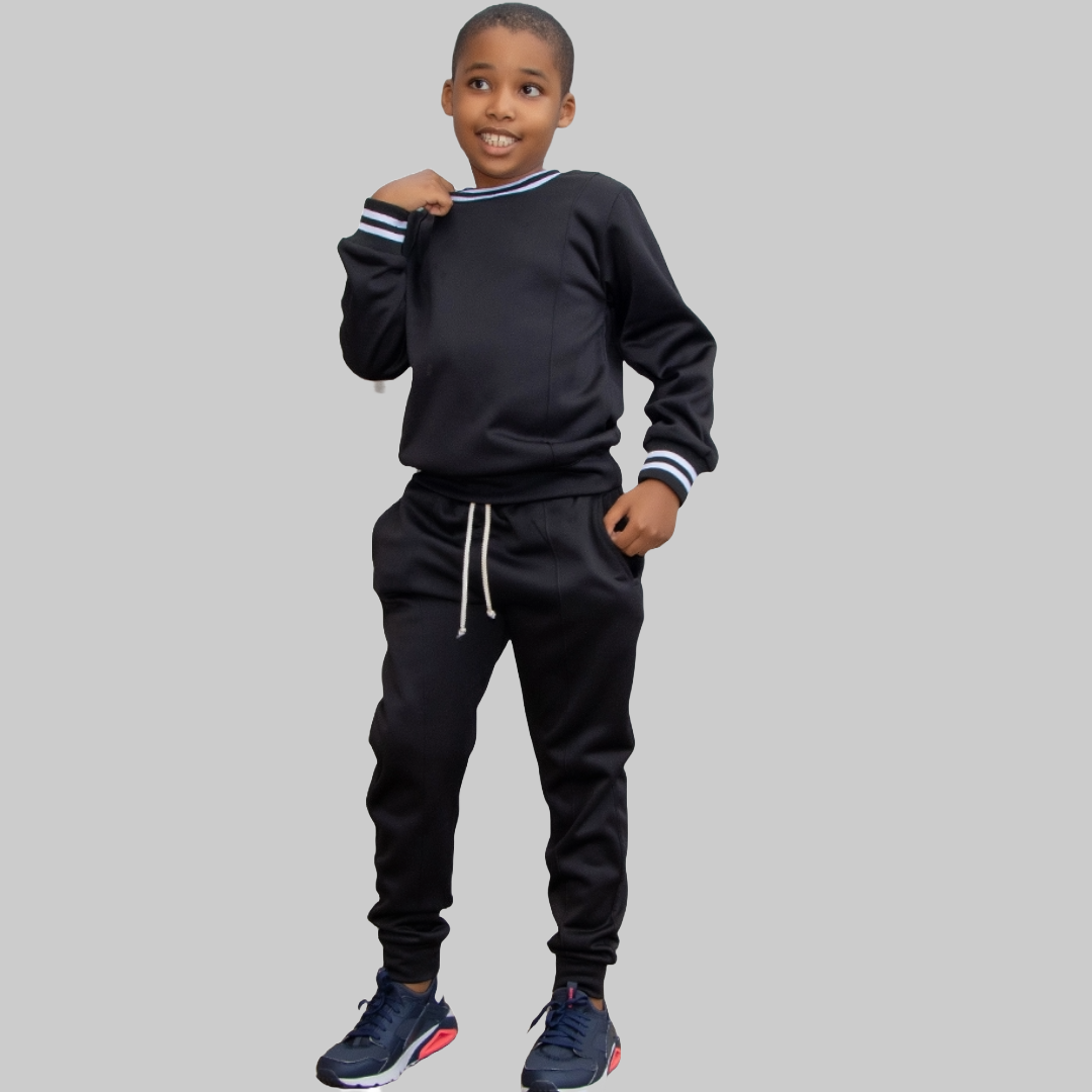 Boy's Black Tech Fleece Jogger Set