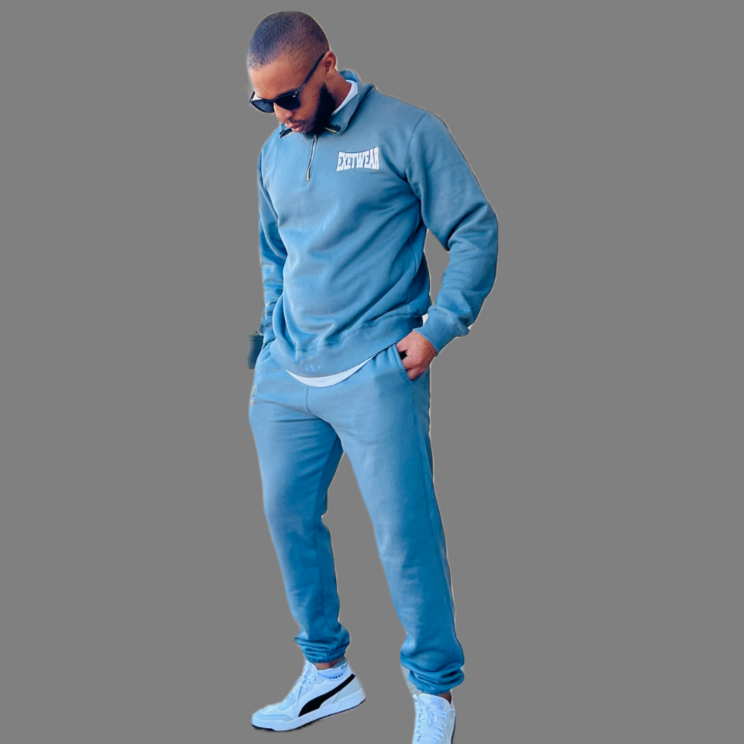 Men Zip-up sweatshirt set (Stone Blue)