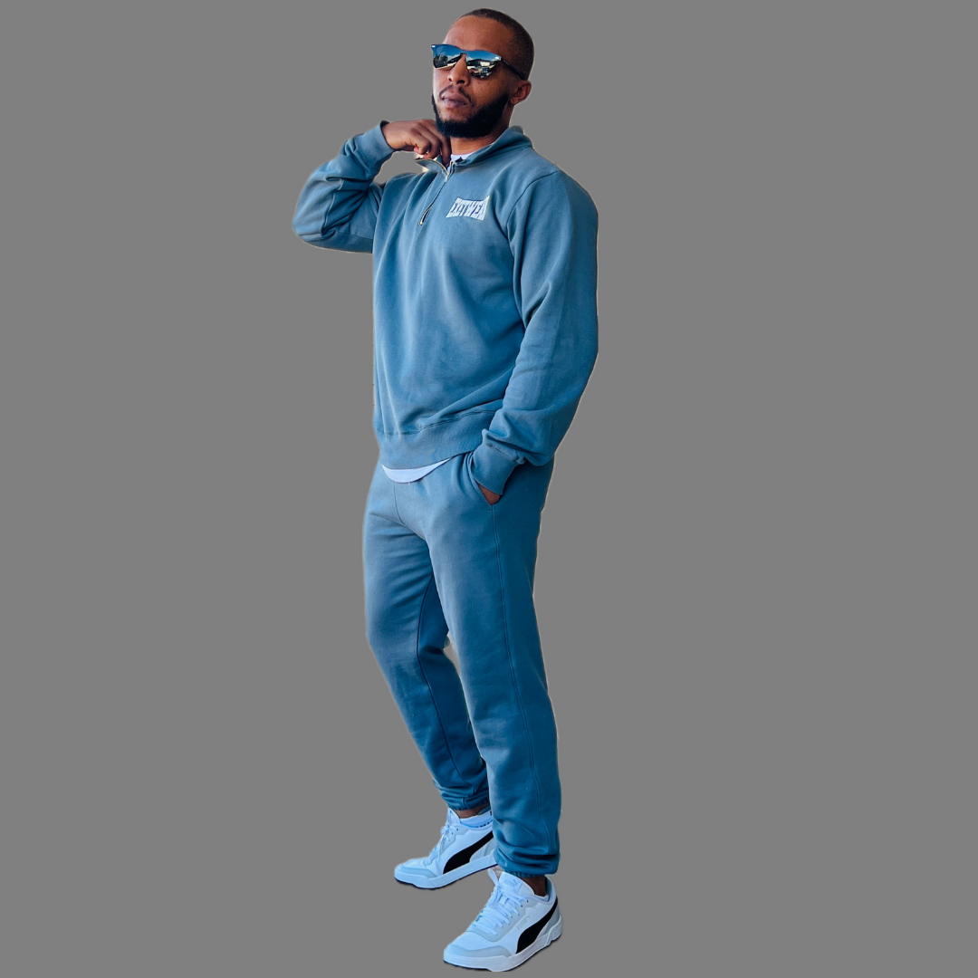 Men Zip-up sweatshirt set (Stone Blue)