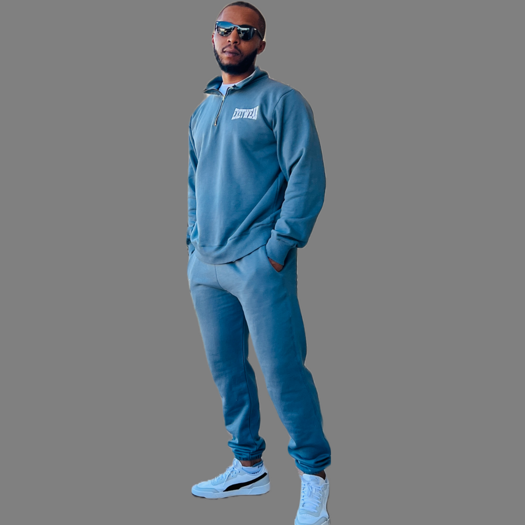 Men Zip-up sweatshirt set (Stone Blue)