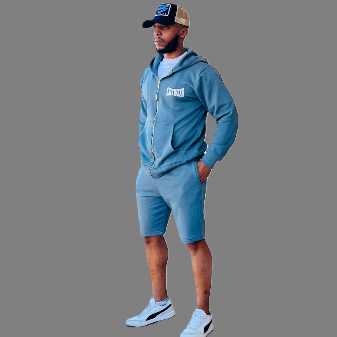 Men sweatshirt and short set (Stone blue)