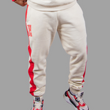 Exetwear Men's Sweatpants in Cream with Red Stripe
