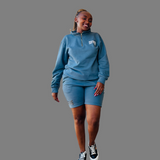 Women sweatshirt and short set (Stone blue)