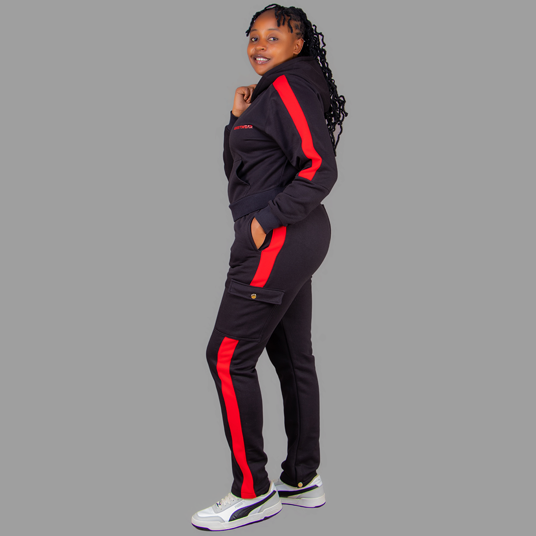 Women Black/Red Hoodie Set