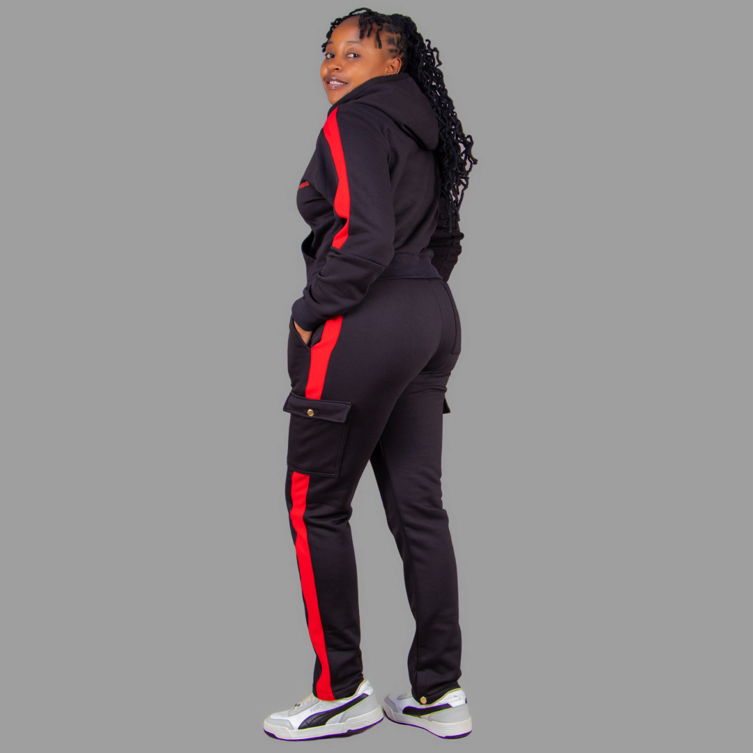 Women Black/Red Hoodie Set