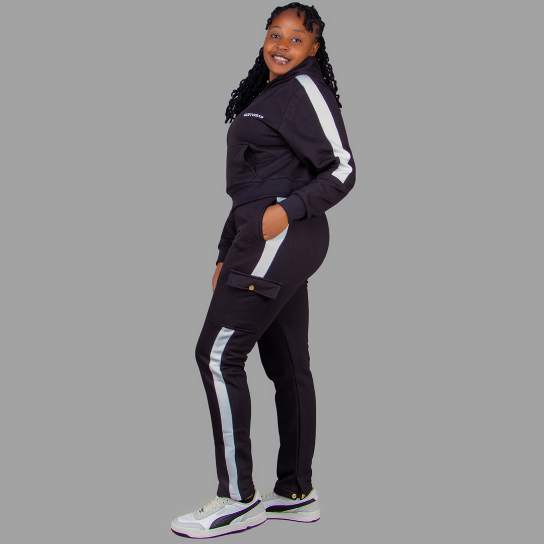 Women Black/White Hoodie Set