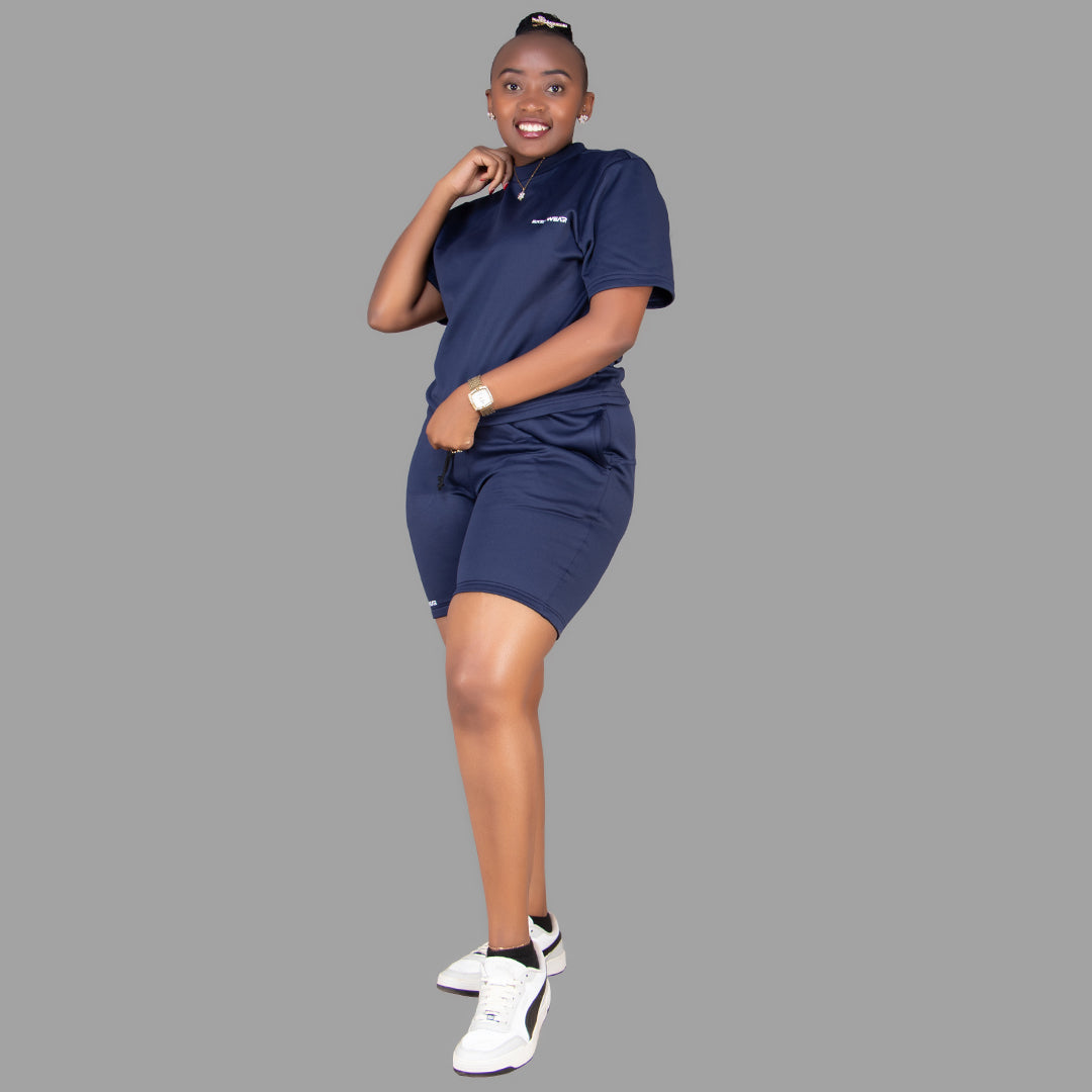 Women's Short Sleeve T-Shirt Set (Navy Blue)