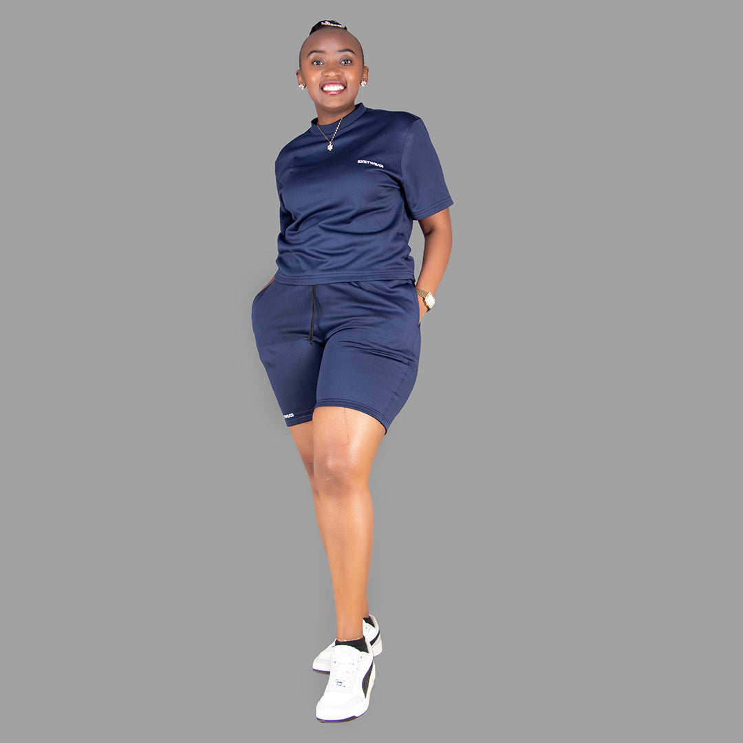 Women's Short Sleeve T-Shirt Set (Navy Blue)