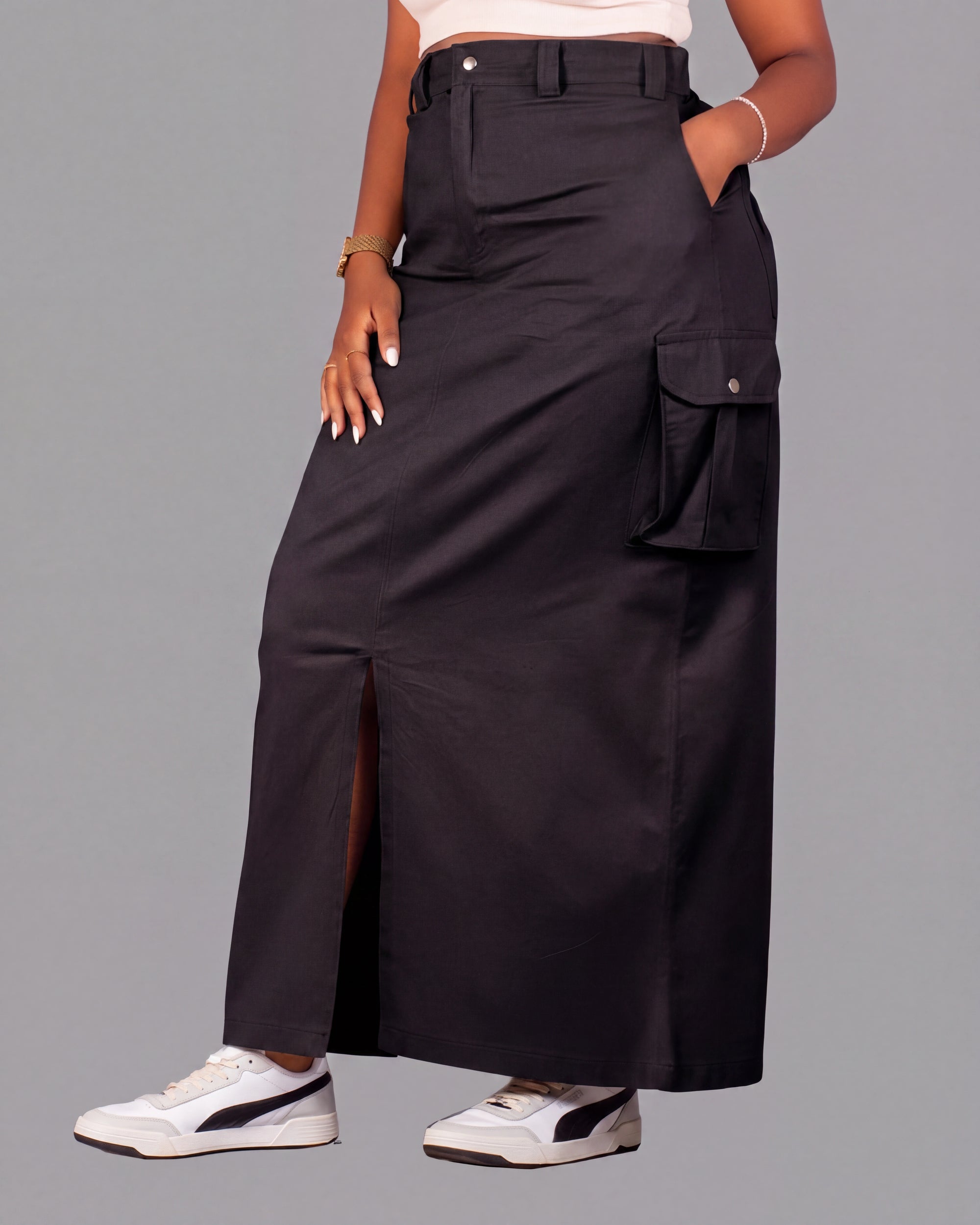 Women's A-Line Cargo Maxi Skirt