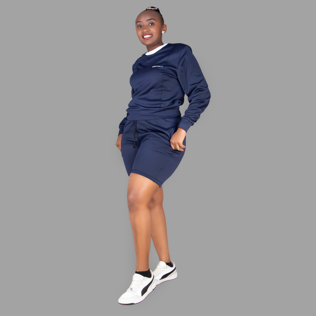 Women's Sweatshirt- Short Set (Navy Blue)