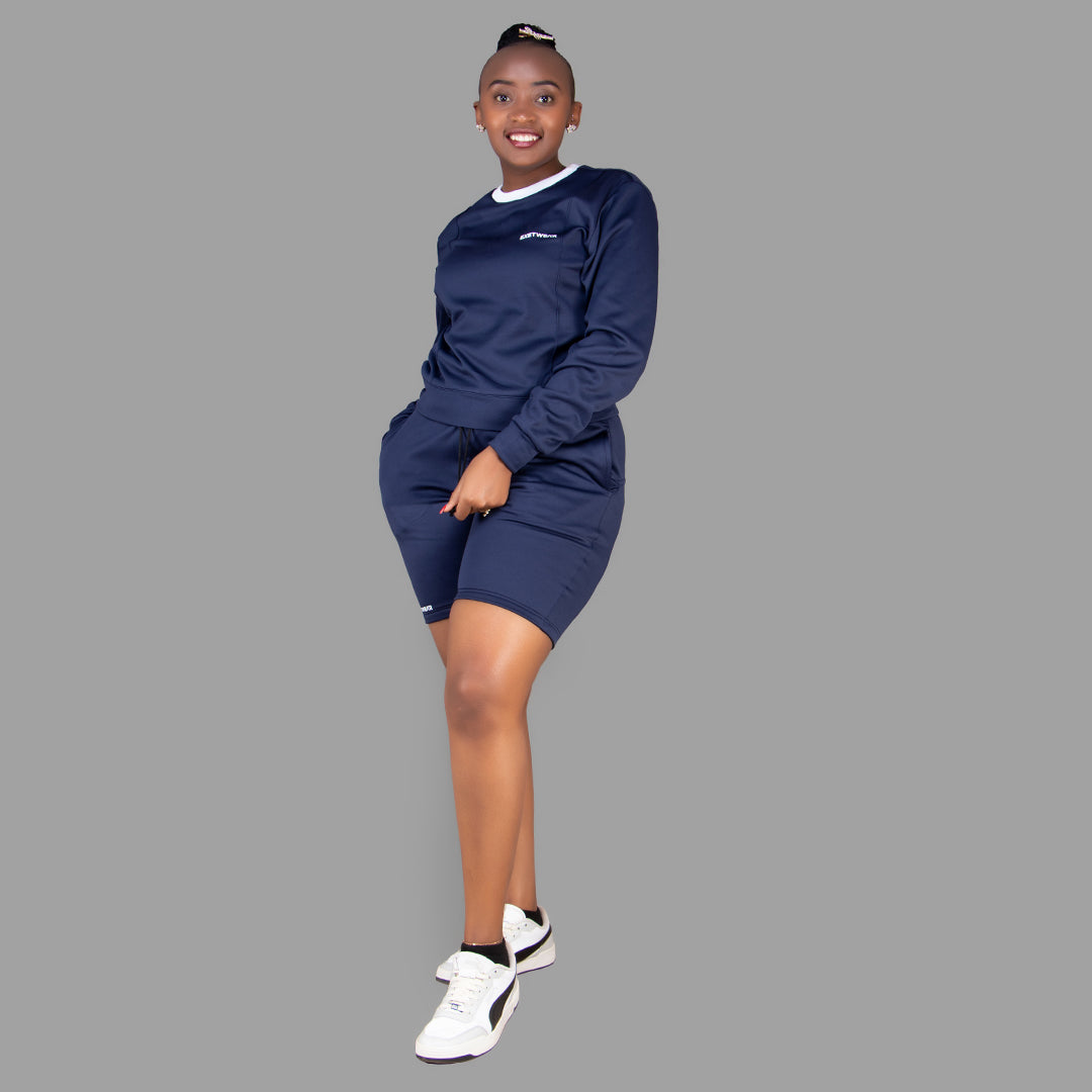 Women's Sweatshirt- Short Set (Navy Blue)