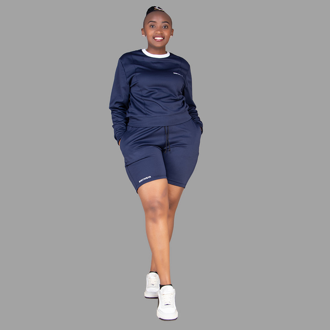 Women's Sweatshirt- Short Set (Navy Blue)