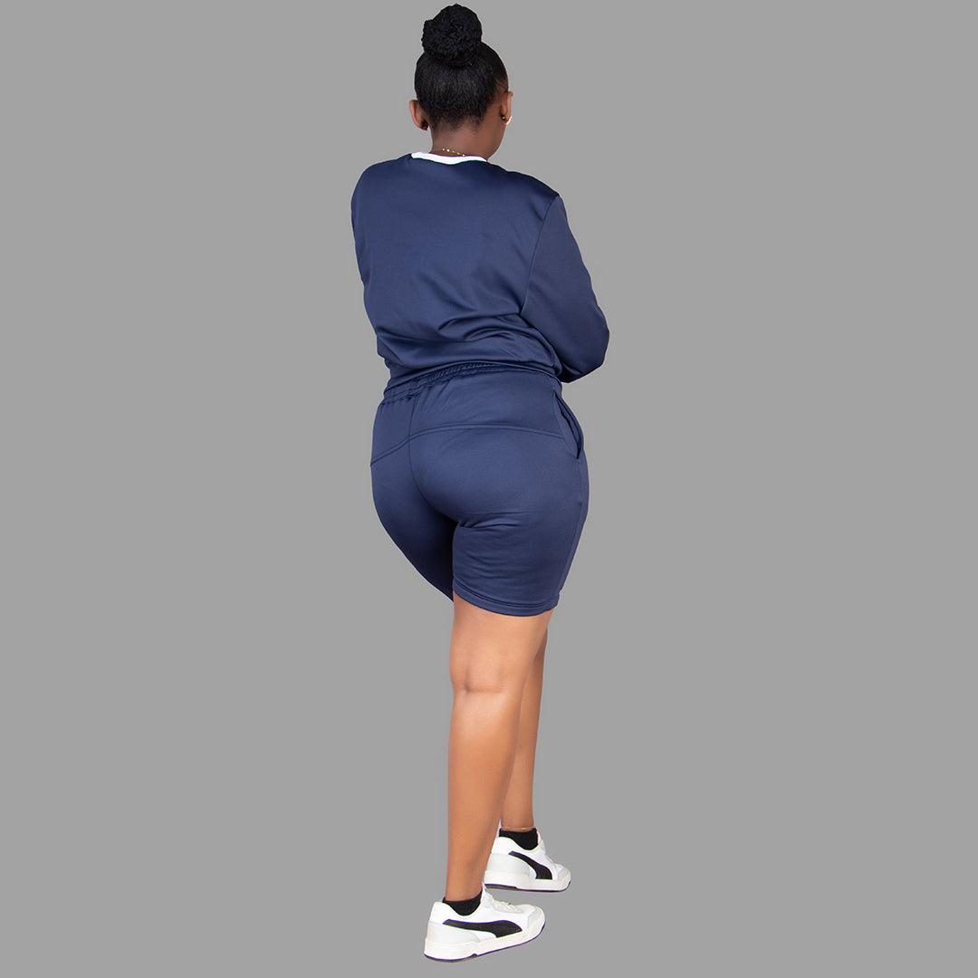 Women's Sweatshirt- Short Set (Navy Blue)