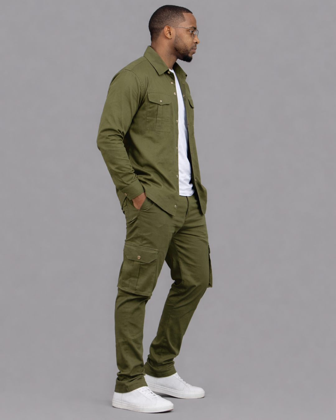 Cotton Twill Shirt &amp; Cargo Pants Set